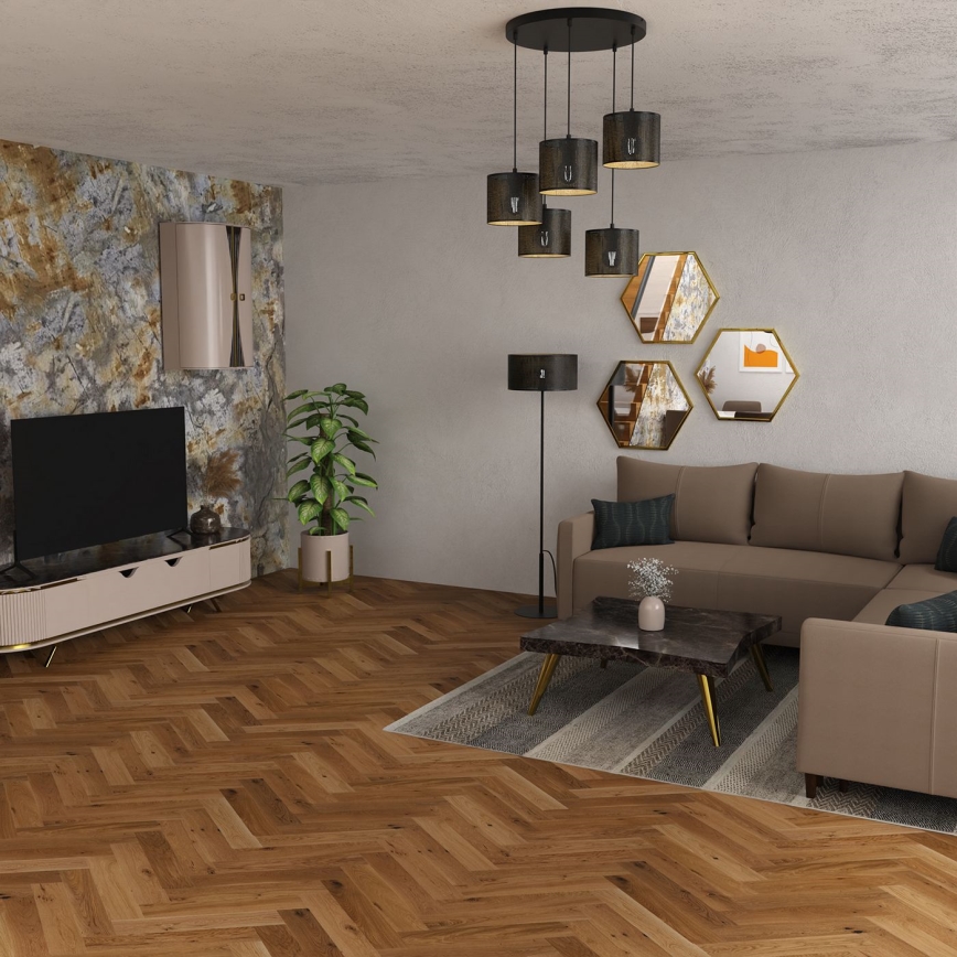 Lampa wisząca na linkach LOFT SHADE 5xE27/60W/230V czarny/złoty