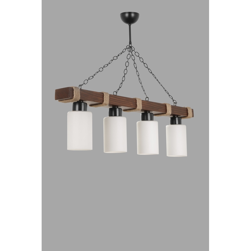 Lampa na łańcuchu JASMIN 4xE27/40W/230V brązowa/biała