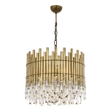 Lampa na łańcuszku CRYSTALLINE 6xE27/40W/230V pr. 40 cm mosiądz