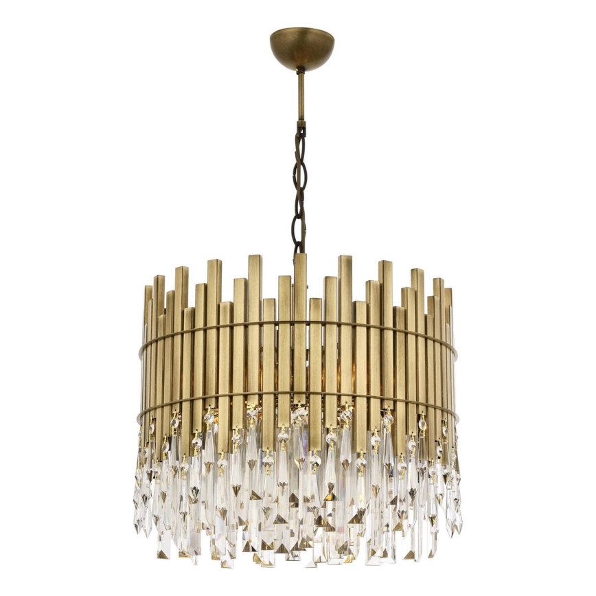 Lampa na łańcuszku CRYSTALLINE 6xE27/40W/230V pr. 40 cm mosiądz