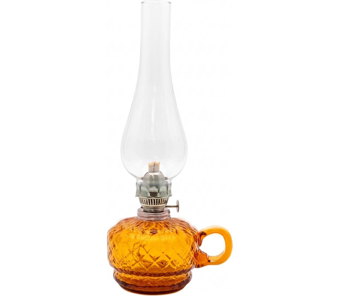 Lampa naftowa MONIKA 34 cm, bursztynowa w kratkę