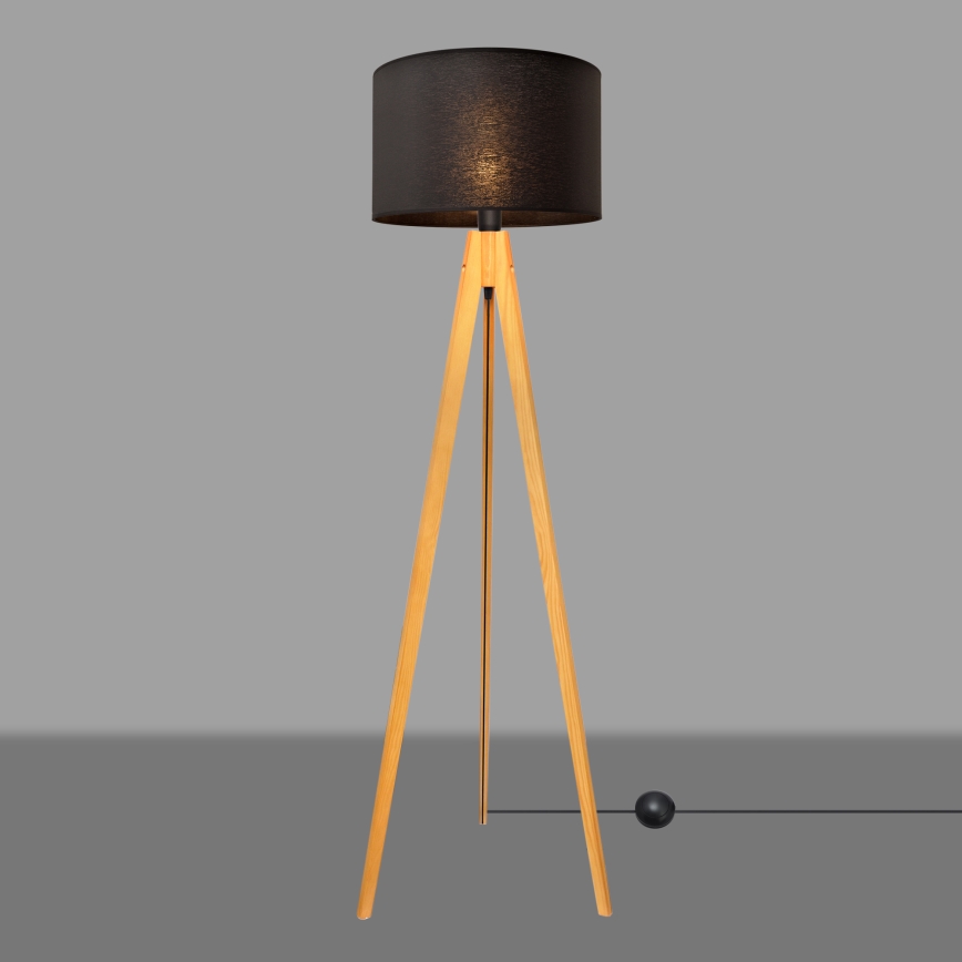 Lampa podłogowa ALBA 1xE27/15W/230V czarne/dąb
