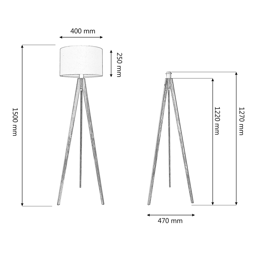 Lampa podłogowa ALBA 1xE27/15W/230V czarne/dąb