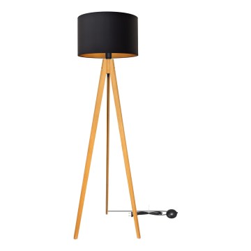 Lampa podłogowa ALBA 1xE27/15W/230V czarne/złoty/dąb