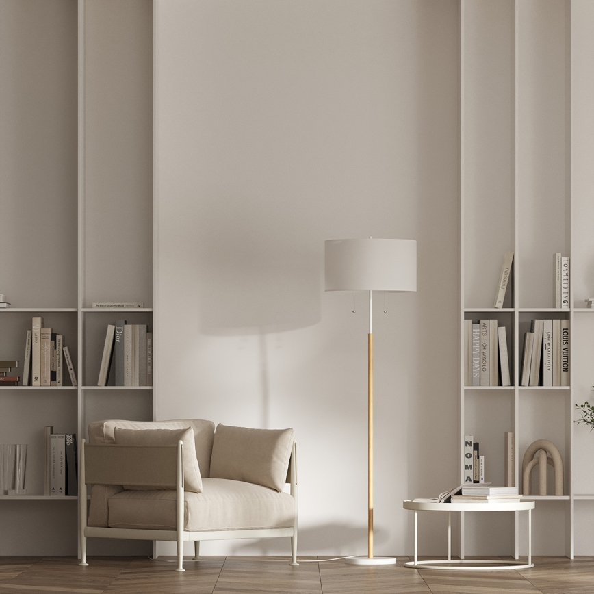 Lampa podłogowa FOGO 2xE27/15W/230V biała/beżowa