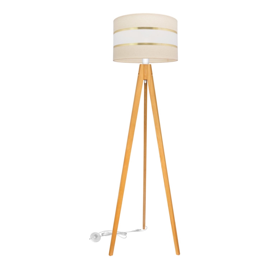 Lampa podłogowa HELEN 1xE27/15W/230V kremowy/złoty/dąb