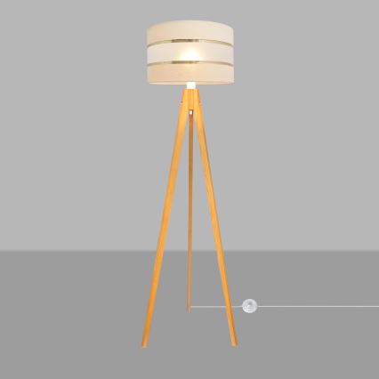 Lampa podłogowa HELEN 1xE27/15W/230V kremowy/złoty/dąb