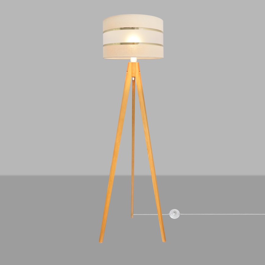 Lampa podłogowa HELEN 1xE27/15W/230V kremowy/złoty/dąb