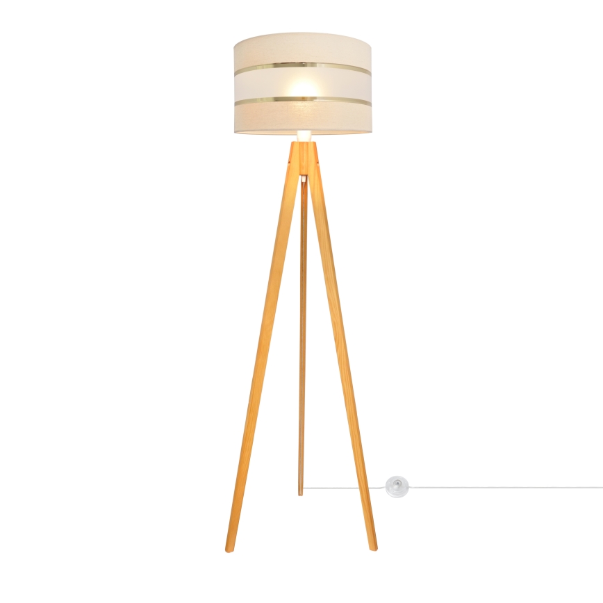 Lampa podłogowa HELEN 1xE27/15W/230V kremowy/złoty/dąb