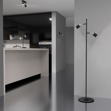 Lampa podłogowa JOKER 2xGU10/25W/230V czarny/błyszczący chrom