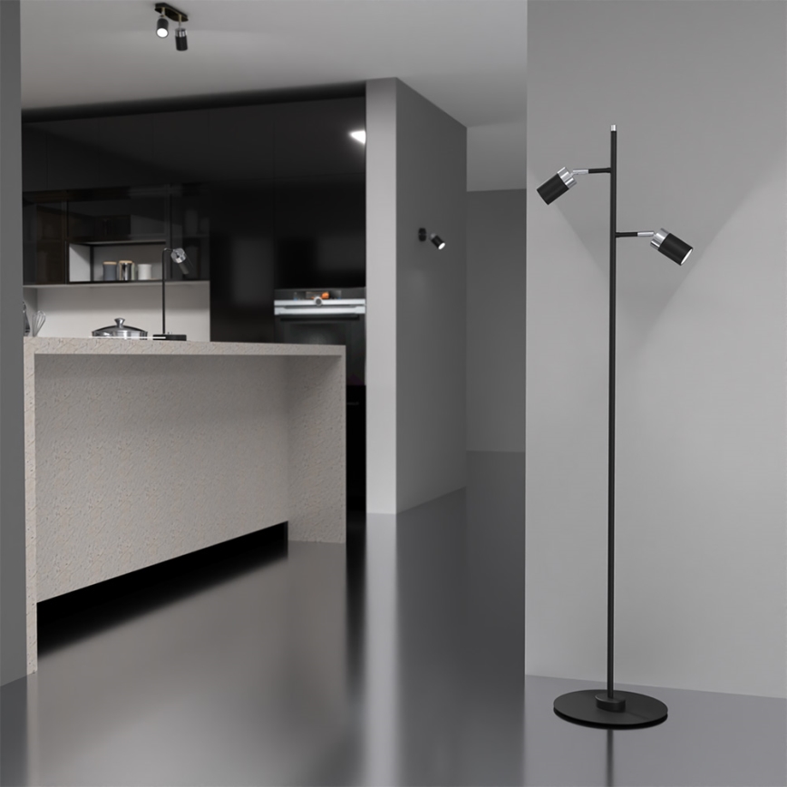 Lampa podłogowa JOKER 2xGU10/25W/230V czarny/błyszczący chrom