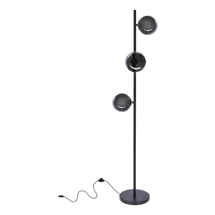 Lampa podłogowa KAMA 3xG9/28W/230V czarny/dymny czarny