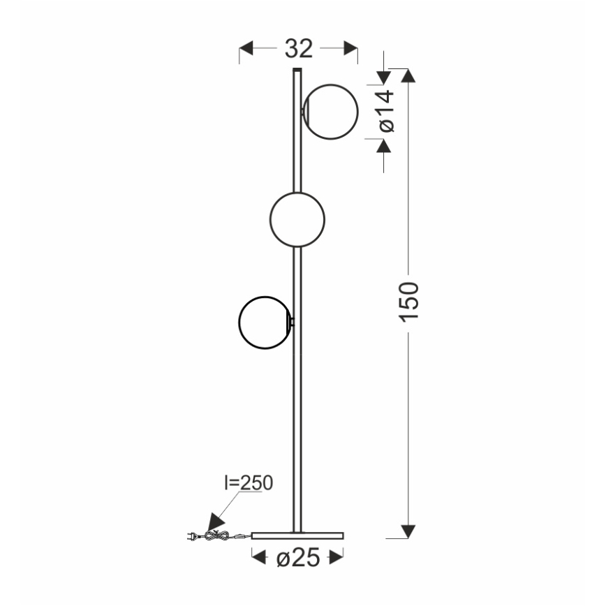 Lampa podłogowa KAMA 3xG9/28W/230V czarny/dymny czarny