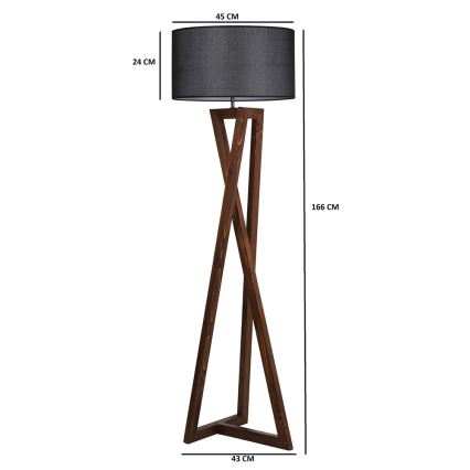 Lampa podłogowa MACKA 1xE27/60W/230V czarny/brązowy