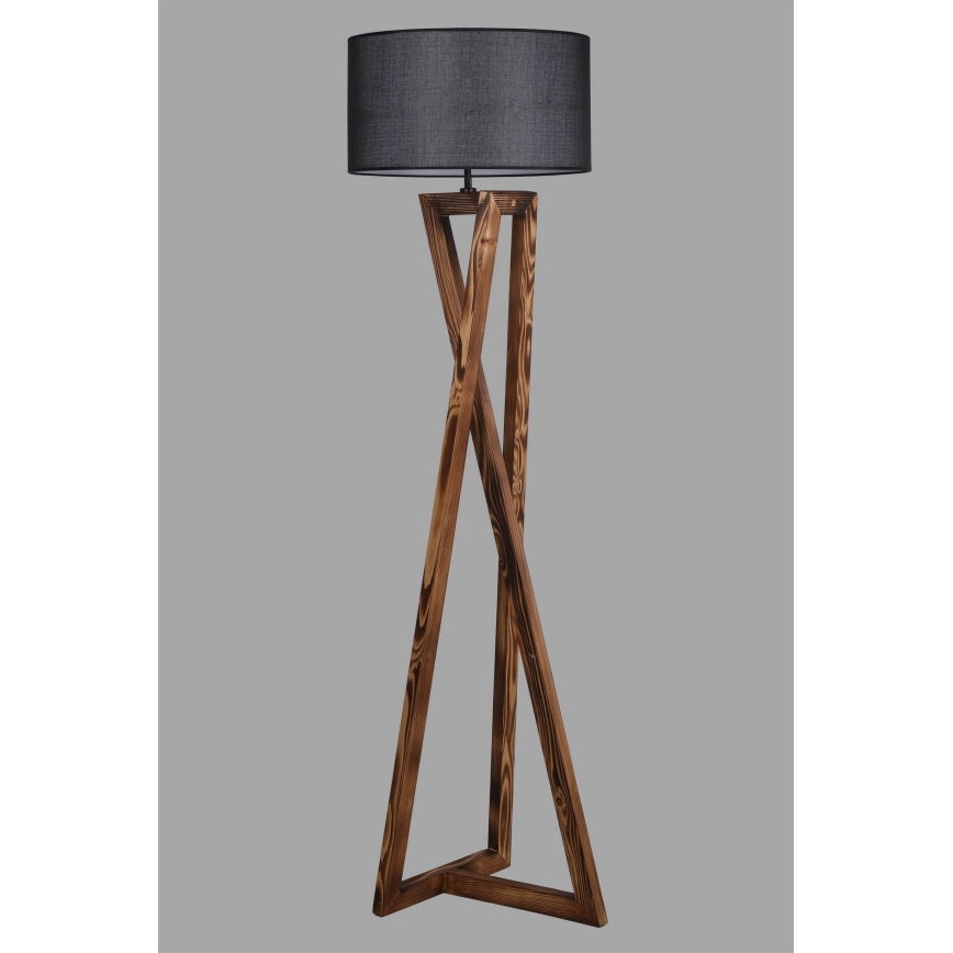 Lampa podłogowa MACKA 1xE27/60W/230V czarny/brązowy