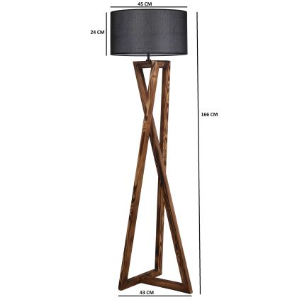 Lampa podłogowa MACKA 1xE27/60W/230V czarny/brązowy