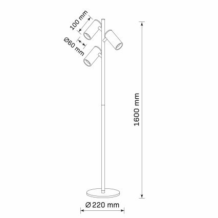 Lampa podłogowa MARIBEL 3xGU10/12W/230V czarna
