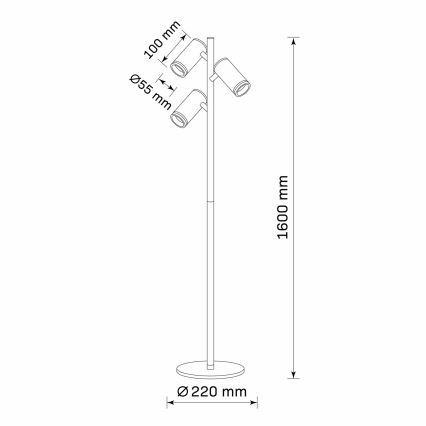 Lampa podłogowa PARIS 3xGU10/12W/230V czarna