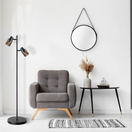 Lampa podłogowa REBECCA 2xE14/8W/230V czarna/przydymiona