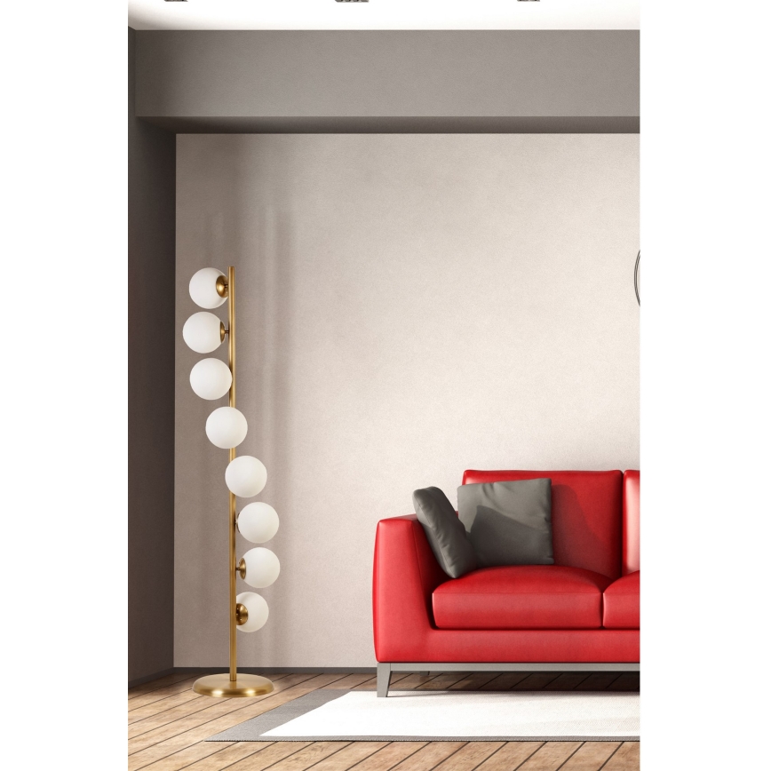 Lampa podłogowa SIMAY 8xE27/40W/230V złota/biała