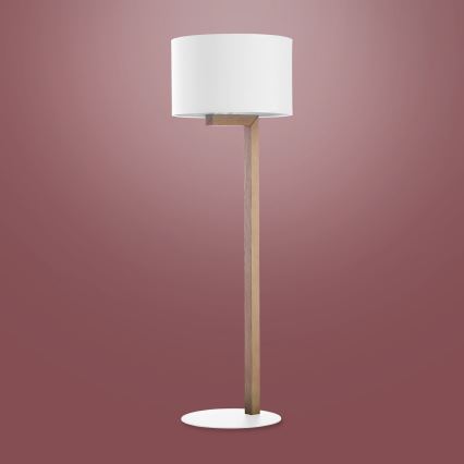 Lampa podłogowa TROY 1xE27/25W/230V biała/drewno
