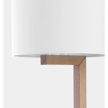Lampa podłogowa TROY 1xE27/25W/230V biała/drewno