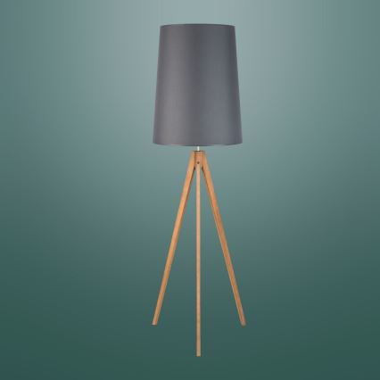 Lampa podłogowa WALZ 1xE27/25W/230V szara/drewno