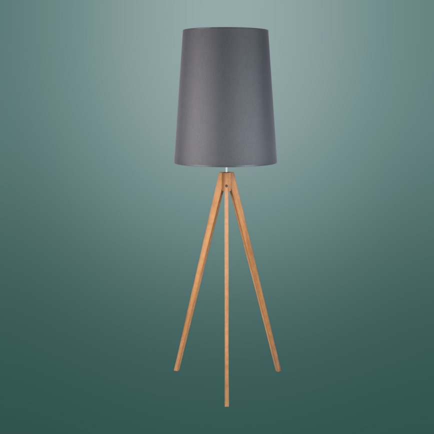 Lampa podłogowa WALZ 1xE27/25W/230V szara/drewno