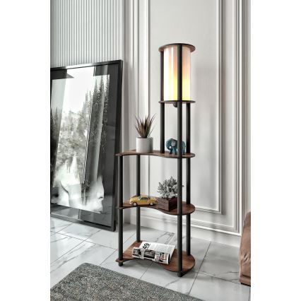 Lampa podłogowa z półeczkami 1xE27/40W/230V 140 cm czarny/brązowy
