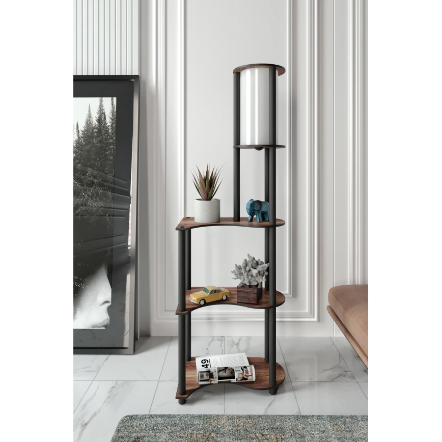 Lampa podłogowa z półeczkami 1xE27/40W/230V 140 cm czarny/brązowy