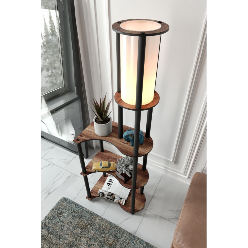 Lampa podłogowa z półeczkami 1xE27/40W/230V 140 cm czarny/brązowy
