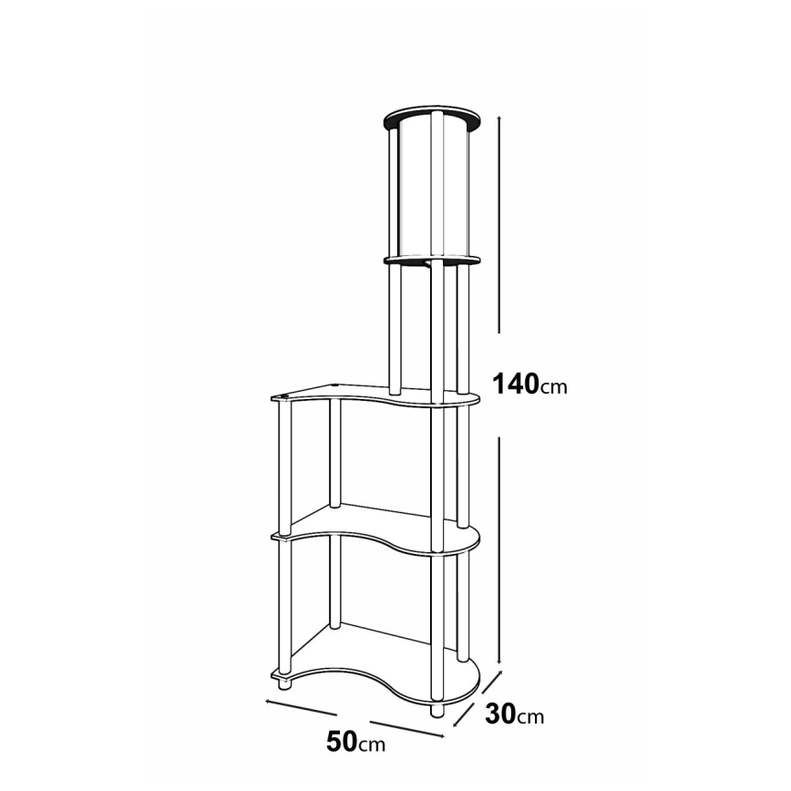 Lampa podłogowa z półeczkami 1xE27/40W/230V 140 cm czarny/brązowy