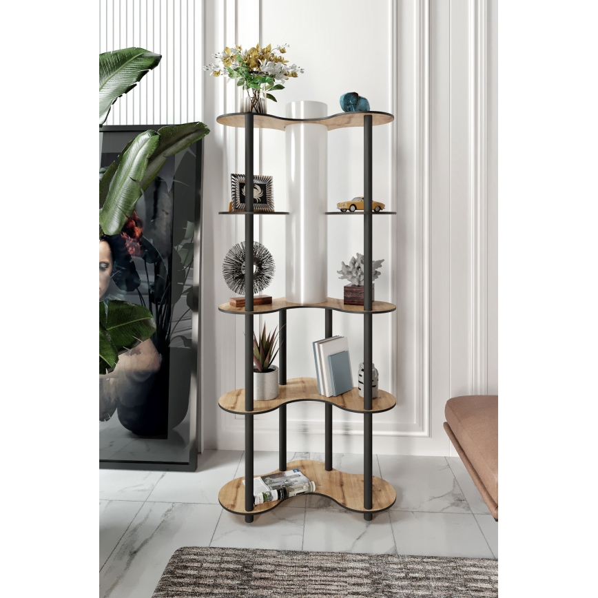 Lampa podłogowa z półeczkami 1xE27/40W/230V 150 cm czarny/beżowy