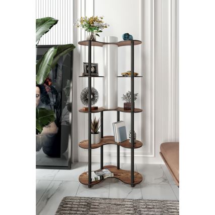 Lampa podłogowa z półeczkami 1xE27/40W/230V 150 cm czarny/brązowy