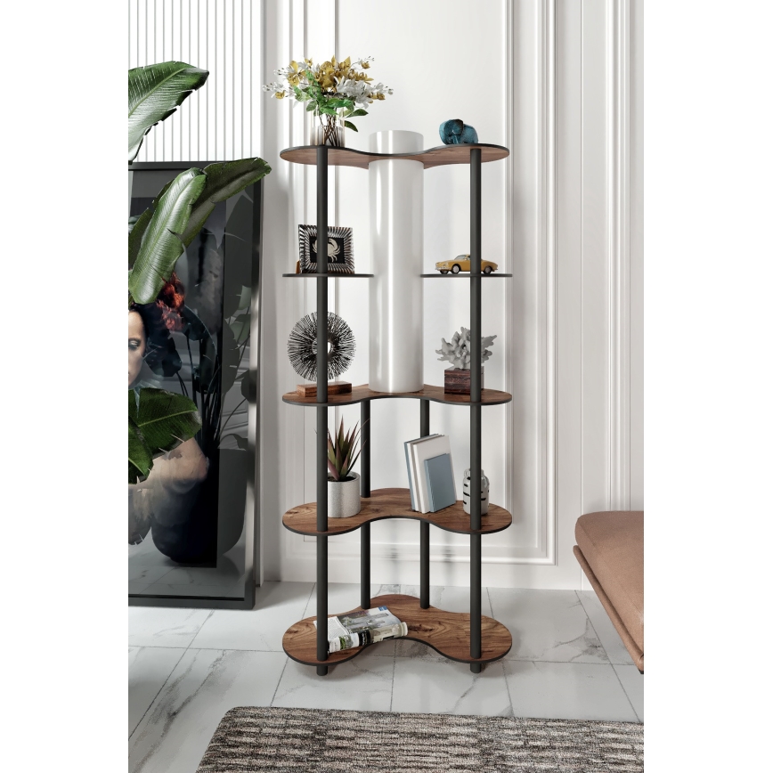 Lampa podłogowa z półeczkami 1xE27/40W/230V 150 cm czarny/brązowy
