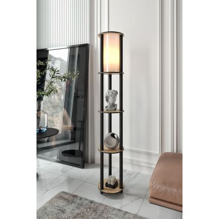 Lampa podłogowa z półeczkami 1xE27/40W/230V 150 cm czarny/brązowy