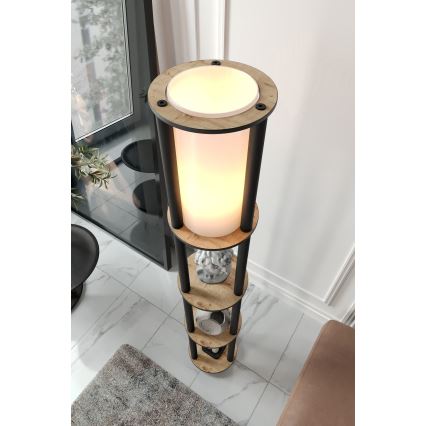Lampa podłogowa z półeczkami 1xE27/40W/230V 150 cm czarny/brązowy