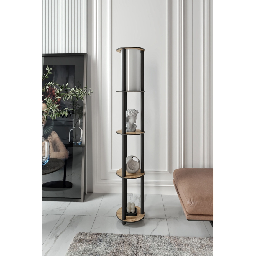 Lampa podłogowa z półeczkami 1xE27/40W/230V 150 cm czarny/brązowy