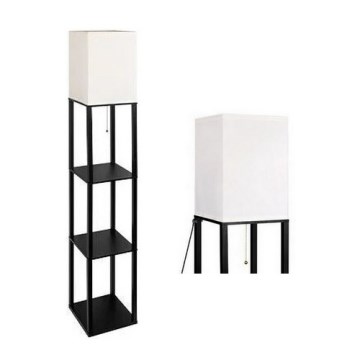 Lampa podłogowa z półeczkami 1xE27/60W/230V czarny/biały