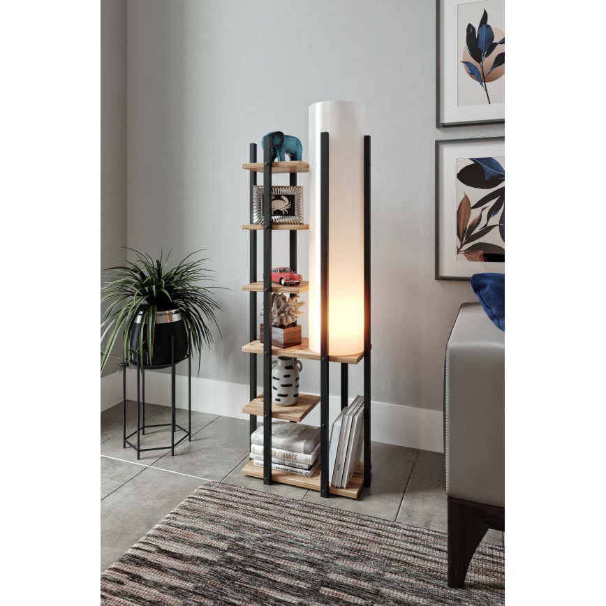 Lampa podłogowa z półeczkami MODA DOR 1xE27/40W/230V czarny/brązowy