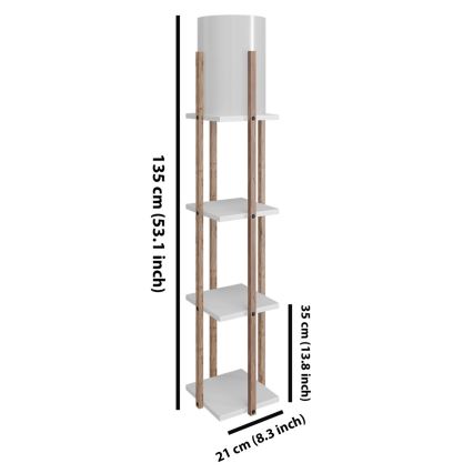 Lampa podłogowa z półeczkami NORA 1xE27/40W/230V brązowy/biały