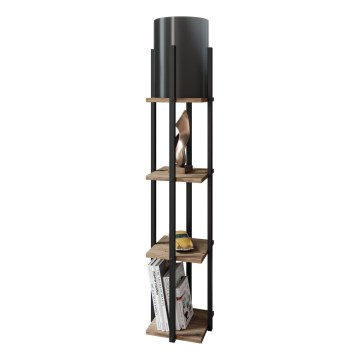 Lampa podłogowa z półeczkami NORA 1xE27/40W/230V czarny/brązowy