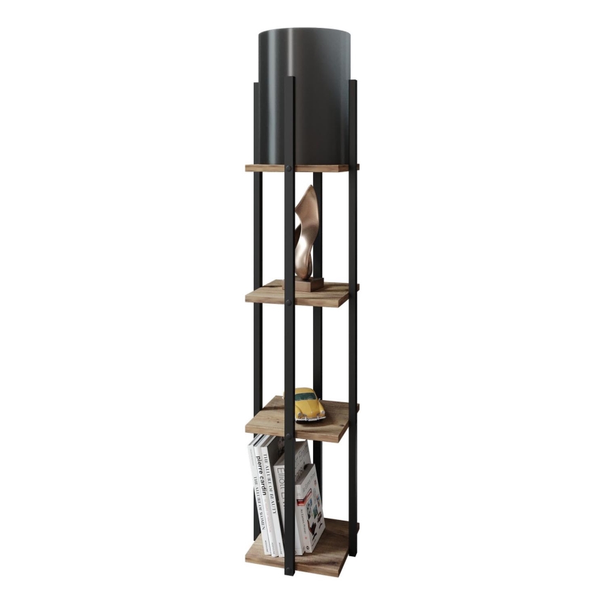 Lampa podłogowa z półeczkami NORA 1xE27/40W/230V czarny/brązowy
