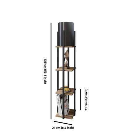Lampa podłogowa z półeczkami NORA 1xE27/40W/230V czarny/brązowy
