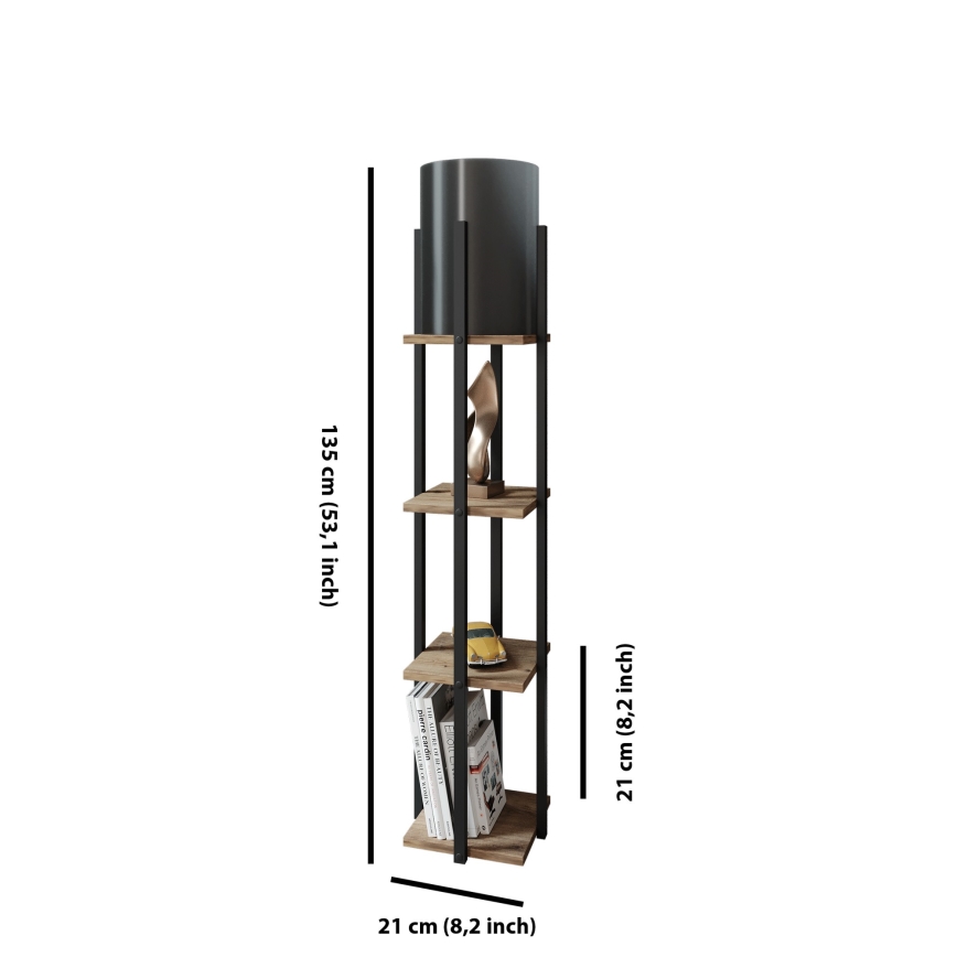 Lampa podłogowa z półeczkami NORA 1xE27/40W/230V czarny/brązowy