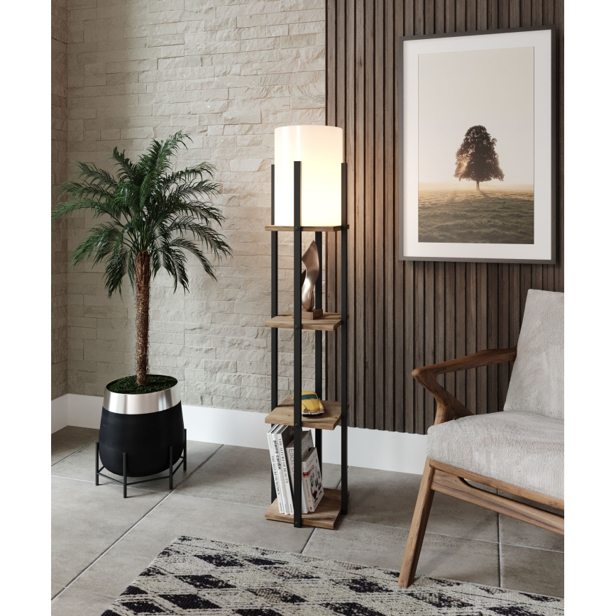 Lampa podłogowa z półeczkami NORA 1xE27/40W/230V czarny/brązowy