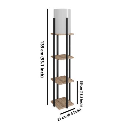 Lampa podłogowa z półeczkami NORA 1xE27/40W/230V czarny/brązowy