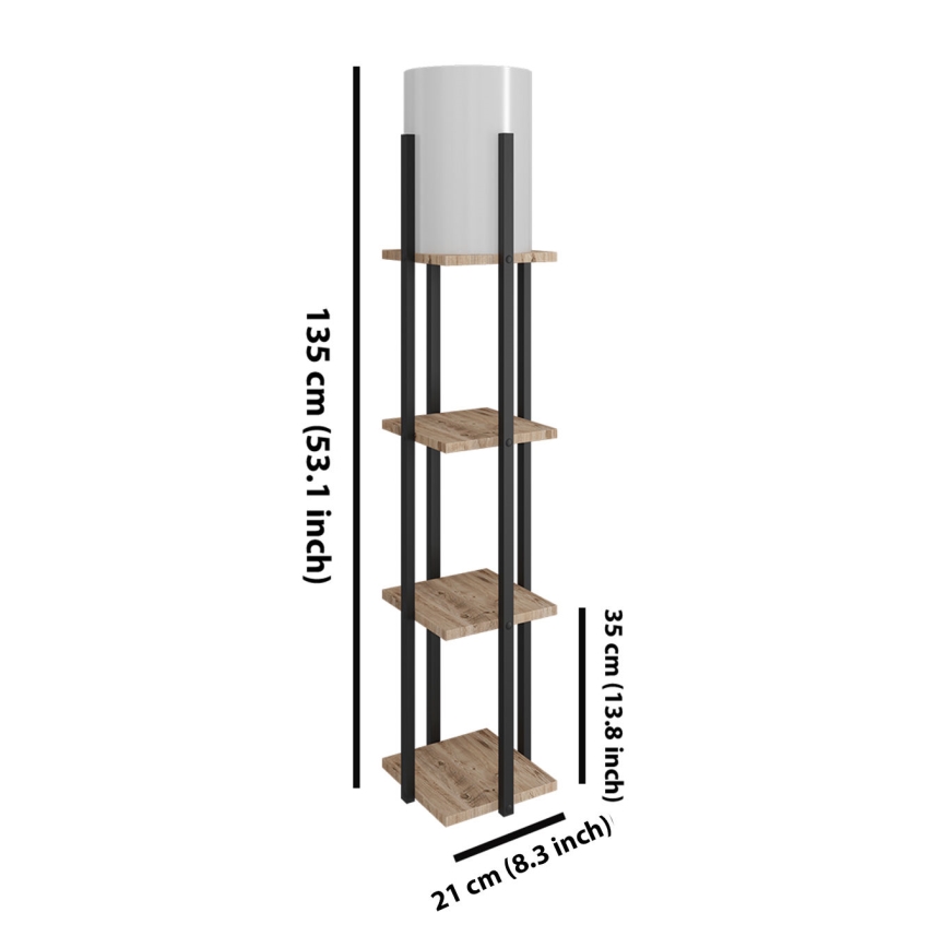 Lampa podłogowa z półeczkami NORA 1xE27/40W/230V czarny/brązowy