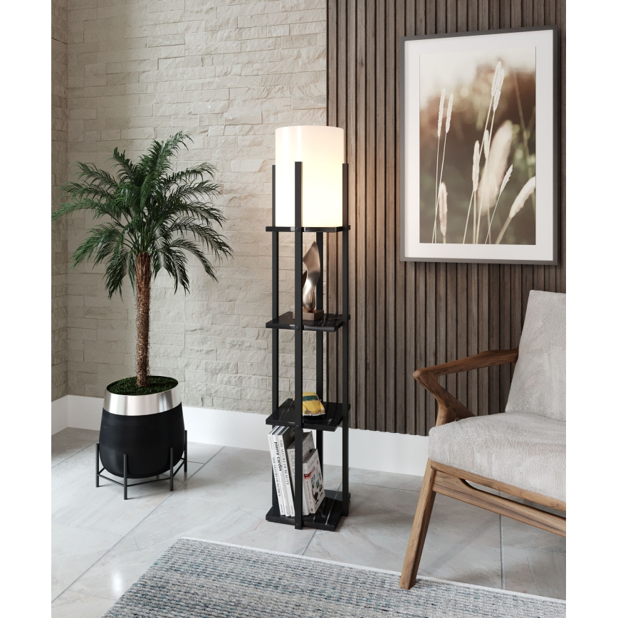 Lampa podłogowa z półeczkami NORA 1xE27/40W/230V czarny