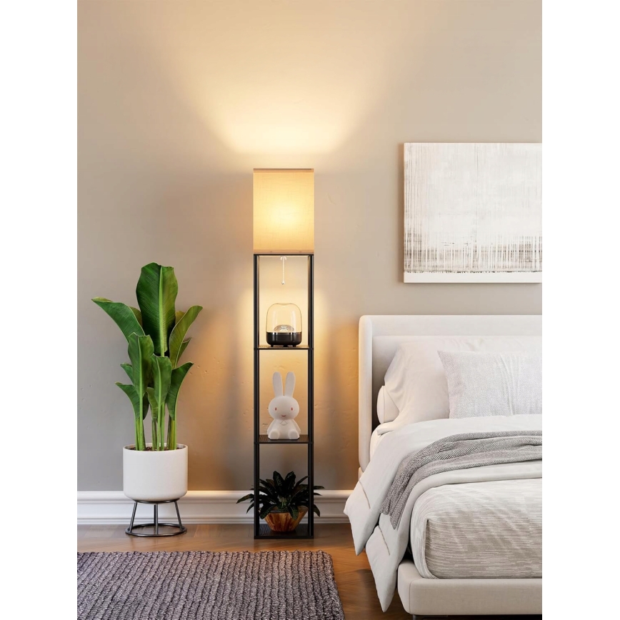 Lampa podłogowa z półkami 1xE27/40W/230V czarna/biała